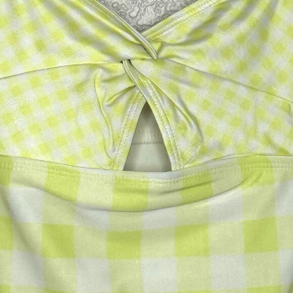 Cat & Jack Girls Gingham Check UPF 50+ One-Piece Swimsuit Green Medium (8) NEW! - Picture 3 of 9